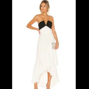 Jill Jill Stuart Black & White Strapless Ruffle Gown